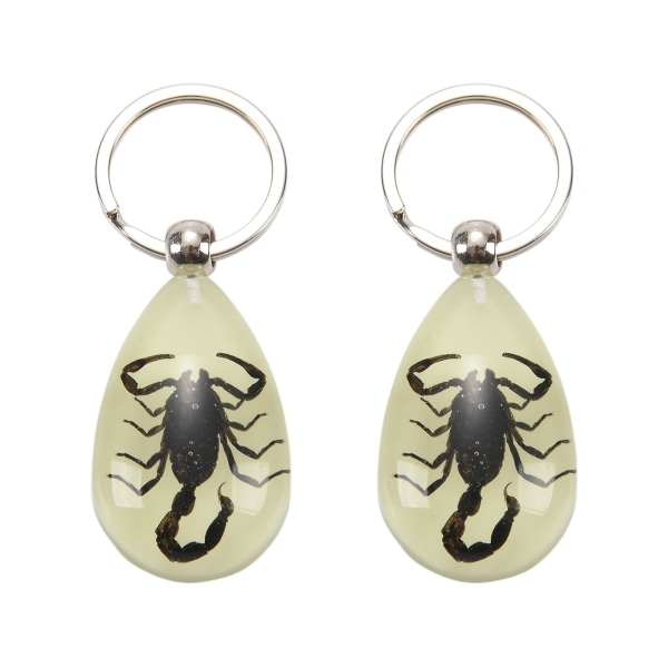 2x Glow-in-the-dark Real Insect Keychain (svart Scorpion)