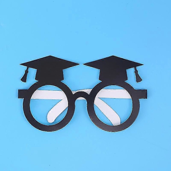 8 st Doktorshatt Examensglasögon Papper Fotobås Rekvisita Examensfest Dekorationer (svart)