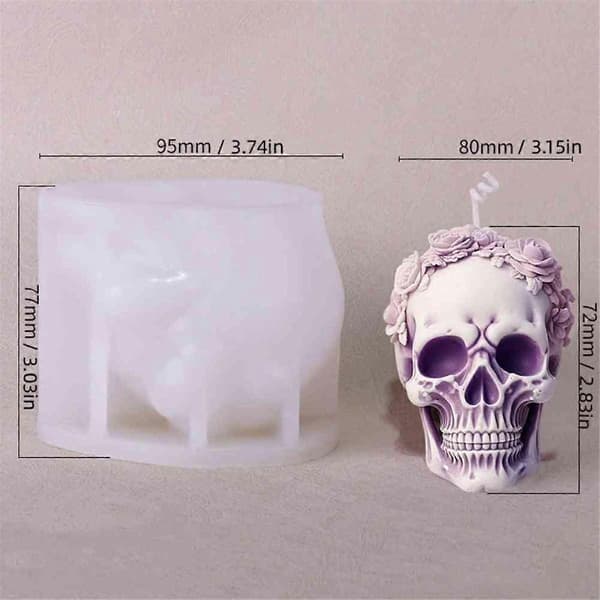 Rose Skull Lysform DIY Sjokoladekake Håndlaget Halloween Dekorform A