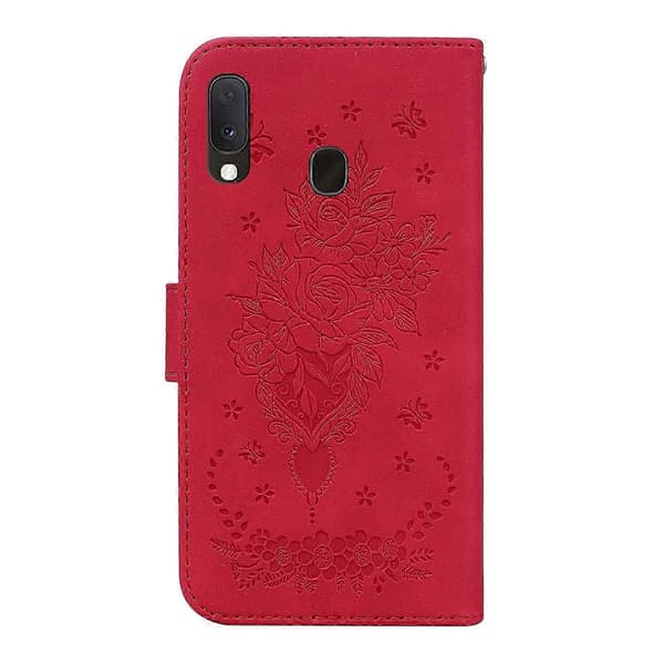 Fjäril Ros Präglat Läder Telefonfodral 2025 för Samsung Galaxy A10e / A20e