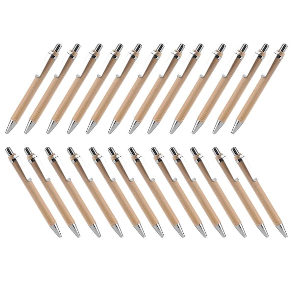 24 stykker bambus tilbagetrækkelig kuglepen Sort blæk 1 mm Kontorprodukter Kuglepenne Bambus Kuglepen Træ Kuglepenne