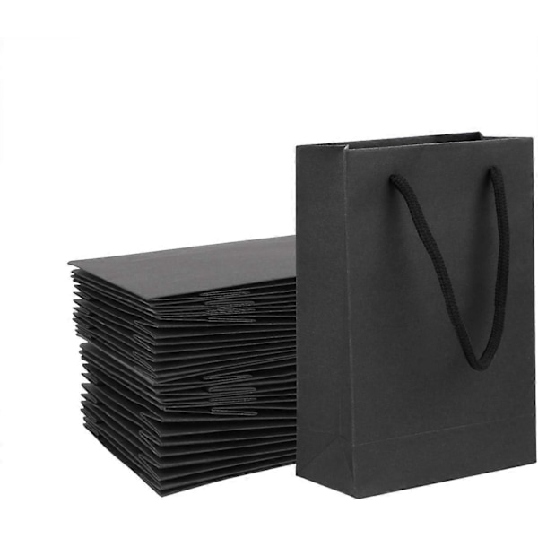 Kraft papirposer, kraft papir gaveposer 25 stk., små papirposer med håndtag, sorte papirposer Bulk