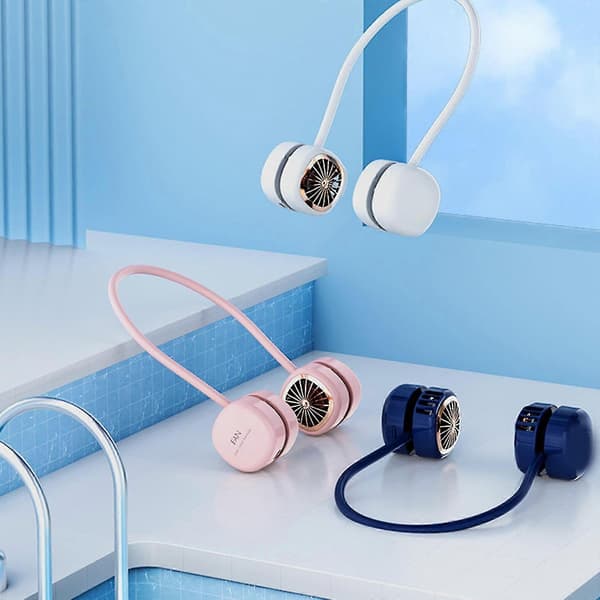 Mini Halsfläkt 4 Hastigheter Typ C Snabbladdning Flow Hals Hängande Pink