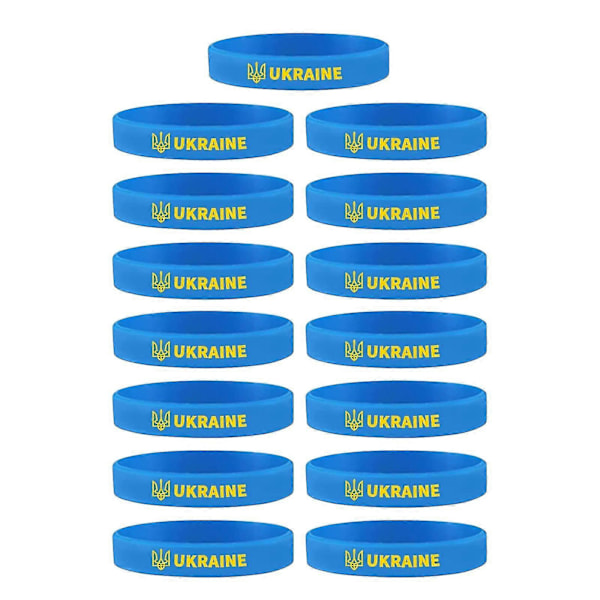 Ukraina Flagg Armbånd Ukraina Patriotisk Gave Ukrainsk Silikon Armbånd 15 stk