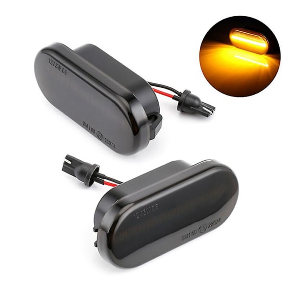 2 stk Amber LED Fender Side Marker Blinklys for Octavia for Focus Mk2 (svart)