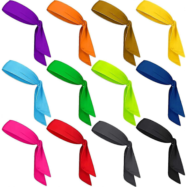 12-pack Huvudband för Män Kvinnor Ninja Karate Huvudband för Barn Justerbart Elastiskt Bandana Svettbands Atletiska Hårinpackningsband för Sport Tio