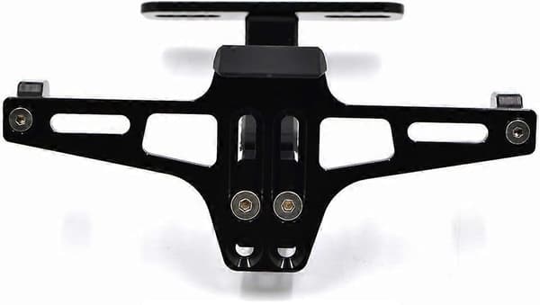 Universal CNC Aluminium Motorcykel Nummerpladeholder Beslag Med LED Lys, Sort