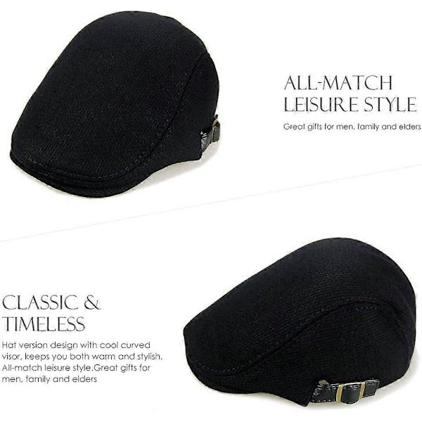 Herr Flat Caps Basker Tweed Klassisk Tweed Keps Black
