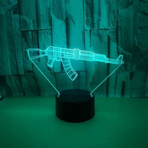 SBSG Gevär 7 Färgskiftande 3D Bordslampa Vapen 3D Led Nattlampa USB Touch Sensor Dekorativa Lampor Barn Ungar Gåva
