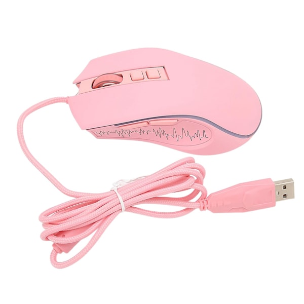 Gaming Mouse USB2.0 4 Justerbar DPI RGB Bakgrunnsbelyst Ergonomisk Design Optisk Sensor Laptop Mus for Gaming Kontor Hjem Rosa