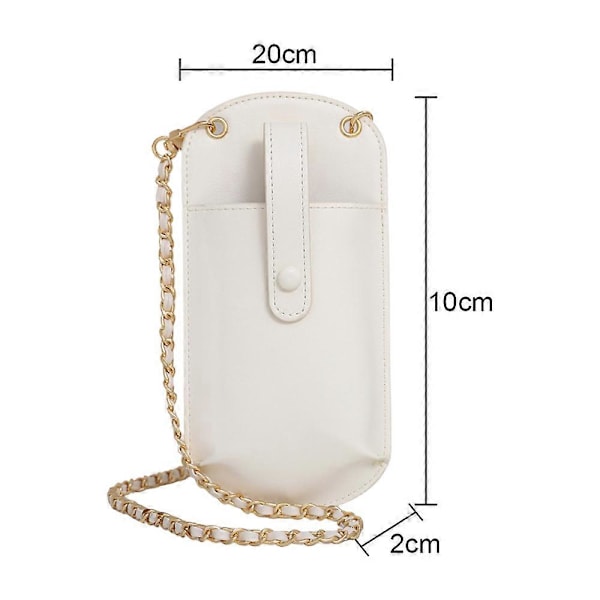 Dam Liten Crossbody Väska Mobiltelefon Plånbok Kedjerem Snodd Fodral - Vit