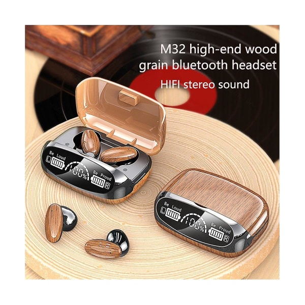 M35 Wood Grain trådløse Bluetooth-hovedtelefoner Tws In-ear Touch-hovedtelefoner Bluetooth 5.2 Sports Headp