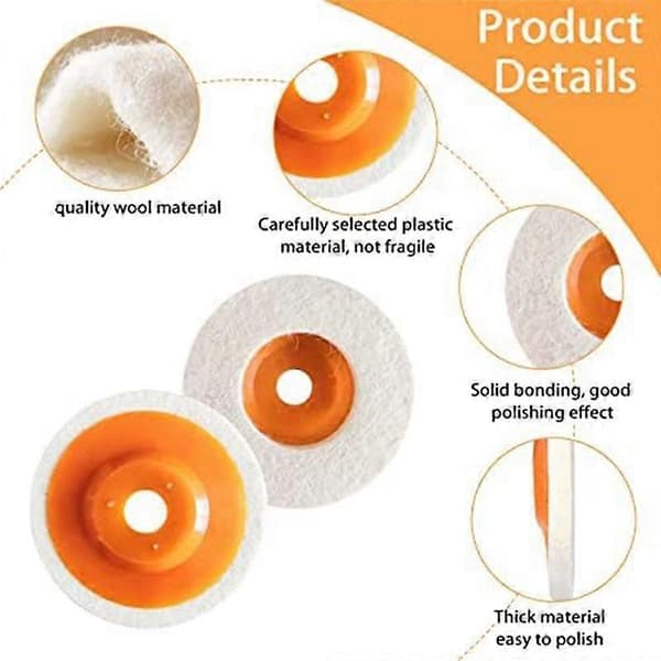 4-pakning 5-tommers rund ullfilt skivehjulpute, for vinkelsliper, poleringsbuffer borehullsdiameter