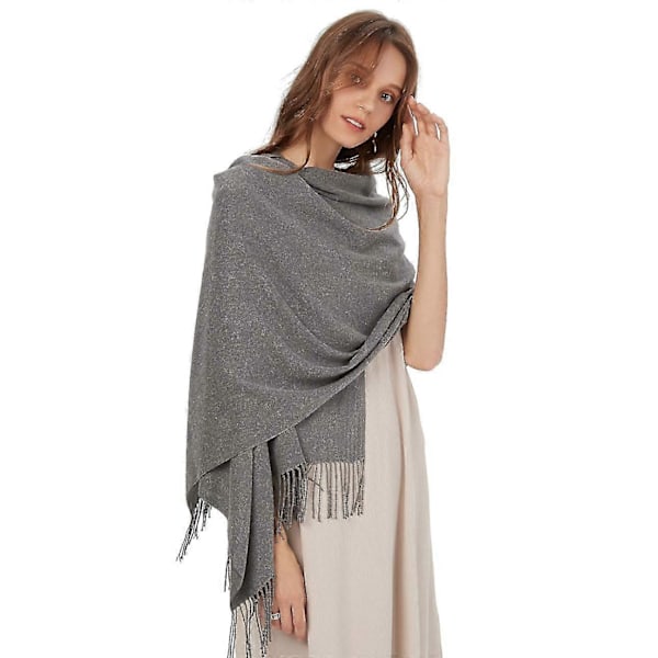 Dame Stor Myk Kasjmirfølelse Pashmina Sjal Wraps Lett Skjerf Grå