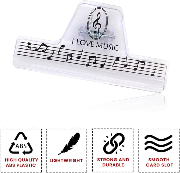 Musikknoter klips, plastark klips, bokside klips, klesklips, snacks emballasje klips