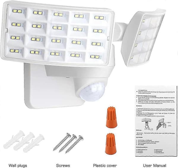 20w Utendørs LED Flomlys, 5000k Utendørs Bevegelsessensor Lys, Utendørs LED