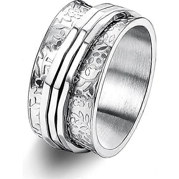 Spindelring i rustfrit stål med blomsterudskæring - Daisy Fidget Ring - Måne, Stjerne, Onde Øjne, Kors - Angst Ring til Kvinder og Mænd - US5