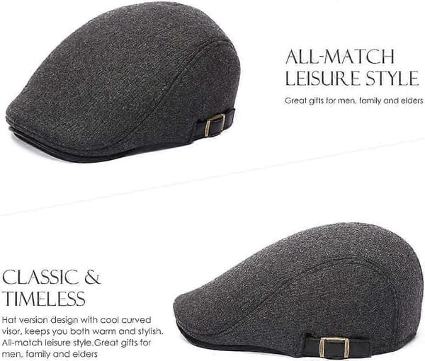 Herre Flat Caps Beret Tweed Klassisk Tweed Caps Grey