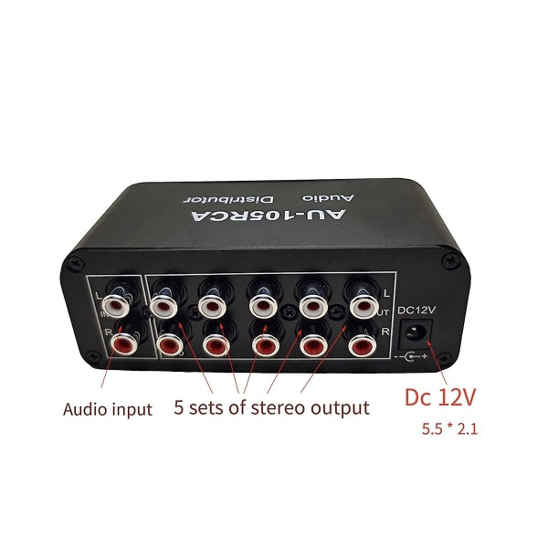 5CH Audio Distributor Stereo Audio Mixer 1 Input 5 Output RCA Splitter för power Active Audio