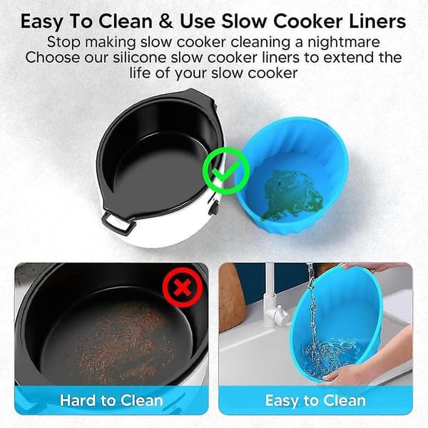 Slow Cooker Liners, 6 Quart Slow Cooker Liner, genanvendelig Silikone Slow Cooker Liner, Liners Passer Til Liners (blå)