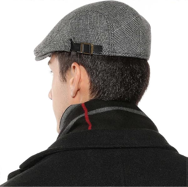 Herre Flat Caps Beret Tweed Klassisk Tweed Caps Grey Plaid