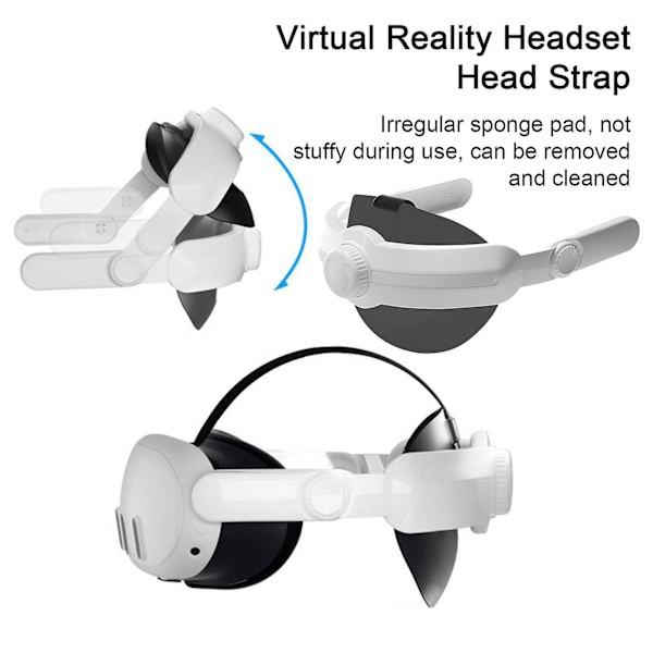 Hodebånd for VR-headset, ergonomisk design, justerbart, erstatning for Oculus Quest 3