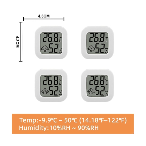 4 kpl Mini Digitaalinen Lämpömittari Kosteusmittari Sisätilojen Huoneen Kosteuden Mittari Lcd-näyttö Lämpötila S