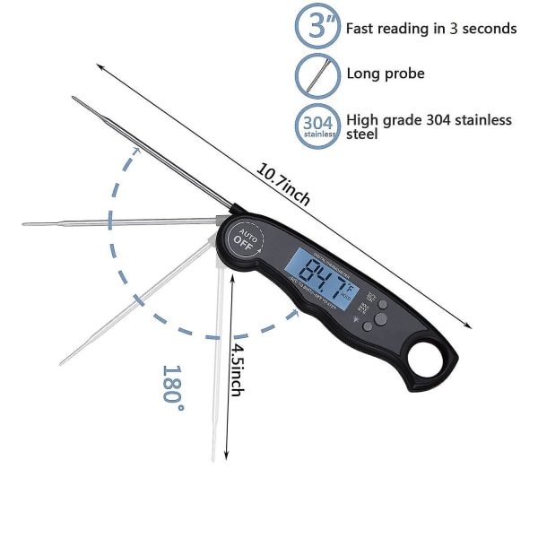 Kødmåler, Ultra Hurtig Instant Læsning Termometer 1stk-sort