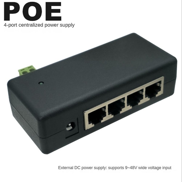 4-portars Poe-injektor för CCTV-övervakning Ip-kameror Power Over Ethernet-adapter Poe- power