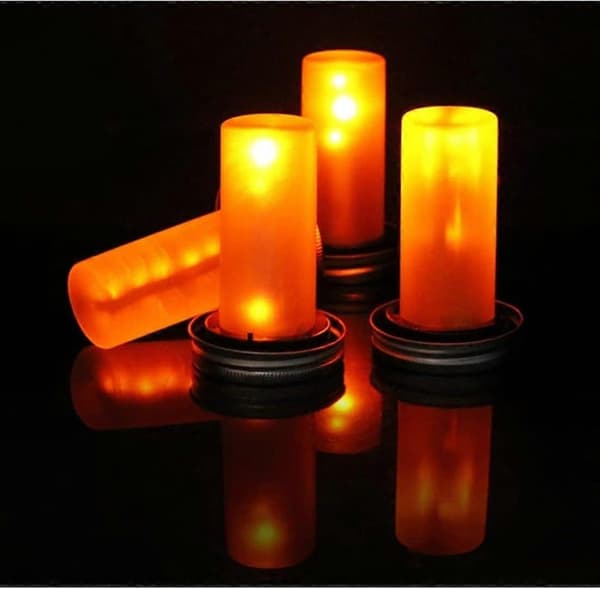 Mason Jar Lys, LED Solar Mason Jar Låg Lys til Glas, Simulationsflamme