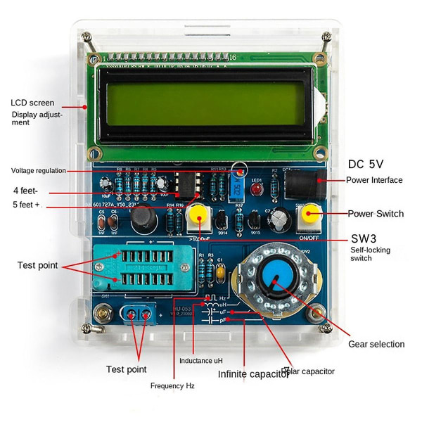 Kapacitans- och induktansmätare Frekvensmätning Diy Electronic Kit 51 Monolithic Tester Circ