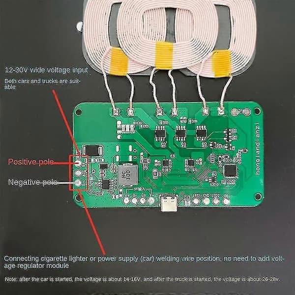 20w 12v 5v 2a Trådløs Hurtiglader Ladesender Modul