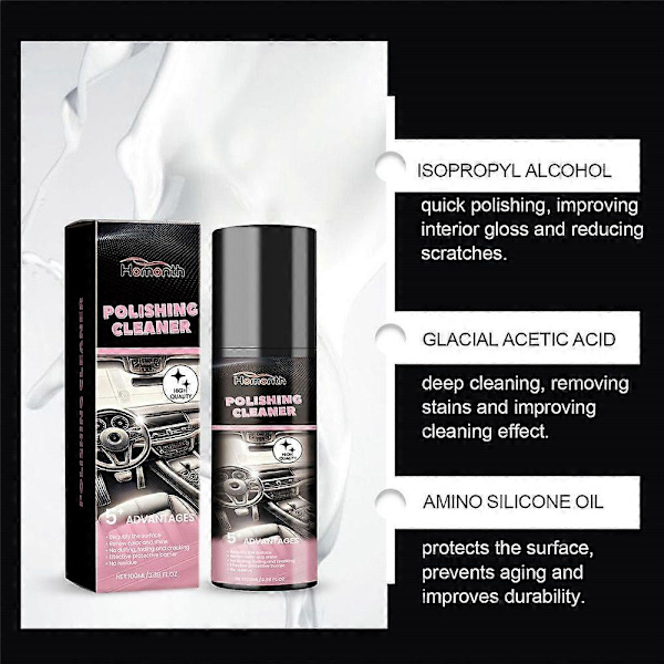 Bilinteriørrens - 100 ml bilinteriørrens, kjøretøyinteriørpolish 2pcs