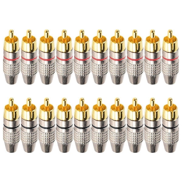 20 kpl RCA-liitin Audio Video Lukittava Kaapelin Liitin Kullattu
