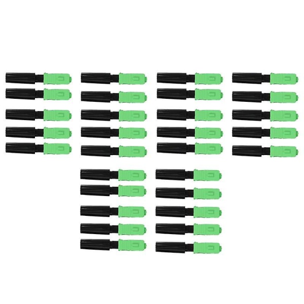30pcs Ftth Embedded Quick Connector Sc/ Green Plastic Fiber Optic Connector