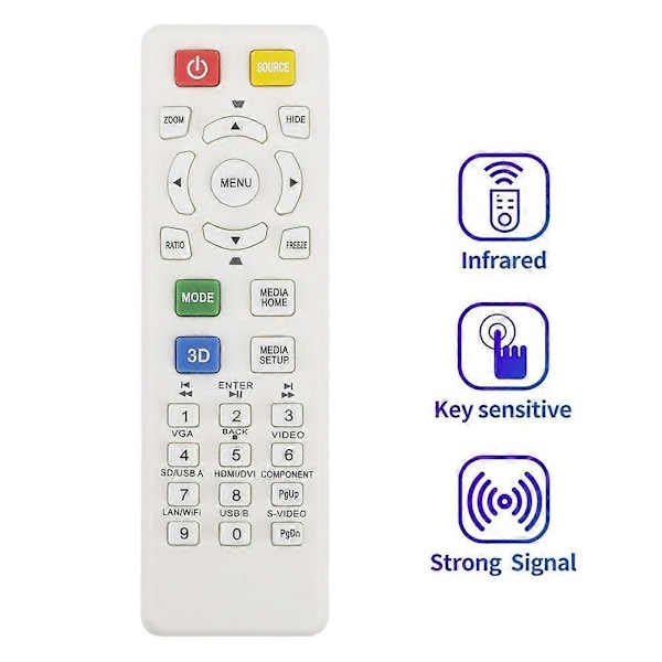 Erstatningsfjernkontroll for Projektor X115 X125H X135WH H6517ABD D602 D622DE145F EV-S62 HE-801K V31S X124PH X134PWH