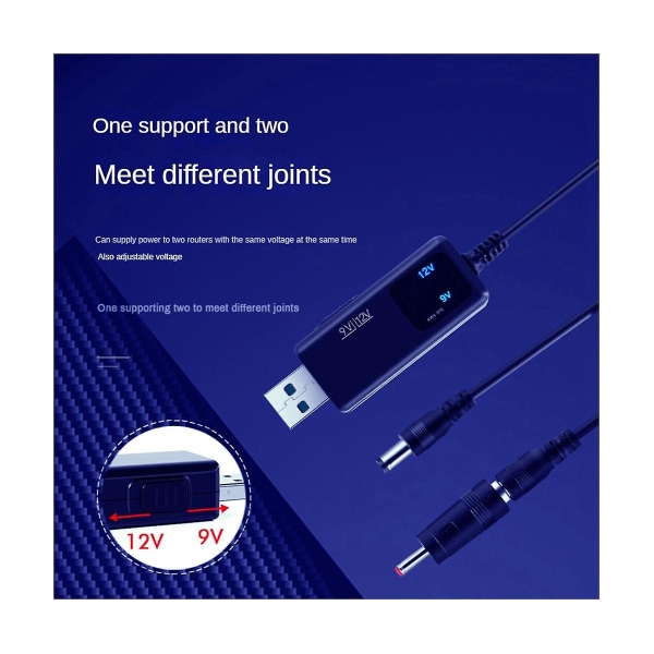USB Boost Converter USB Step-Up Converter Kabel DC 5V til 9V 12V 3,5X1,35Mm kobling for strømomformer,1 Støtte 1