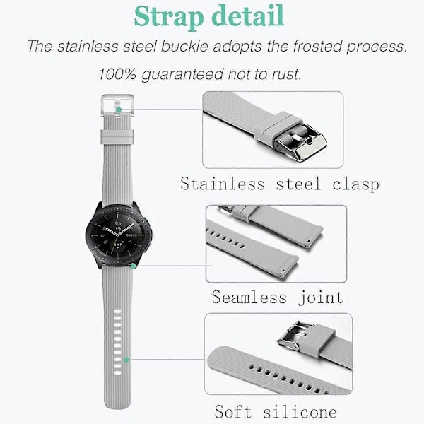 Kompatibel med Samsung Galaxy Watch 46mm band/Gear S3 Frontier, Classic armbånd/Galaxy Watch 3 band 45mm, 22mm myke silikonband armbånd Spo
