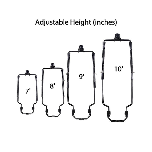 7 tommers lampeskjermharpeholder Justerbar lampeskjernsett E14, e26, e27 lysbaseadapter Svart horn Fra
