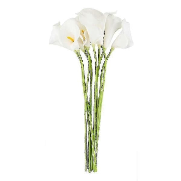 Calla Bröllopsbukett 10 Huvuden Latex Real Touch Kc51 Vit