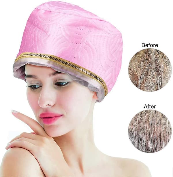 Hårbehandlings damp hætte, varme hat med 3 temperaturindstillinger og termisk spa hårstyling steamer hat (blå)