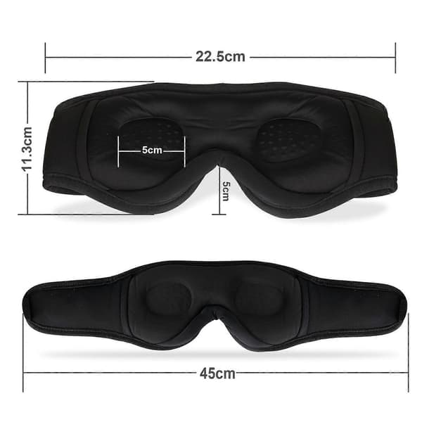 Sovhörlurar Bluetooth 5.2 Trådlös 3D Ögonmask, Tvättbara Sovhörlurar för Sidosovare med Justering