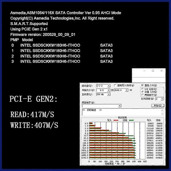 Chi a Mining PCIe SATA 4-porttinen 6G SATA III 3.0 ohjain kortti, ei RAID, PCI Express 3.0 x1 Gen3 laajennuskortti SATA PCI-E sovitin