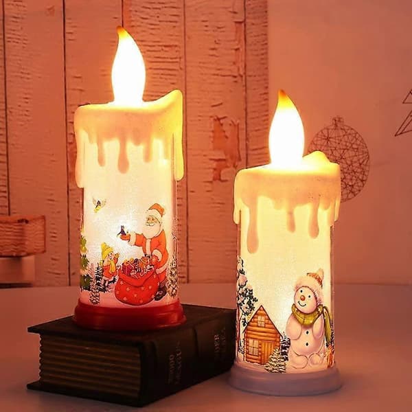 LED Julelys, Julemand Snemand Flammeløse Lys, Juleflammeløse Lys til Julefest Hjem