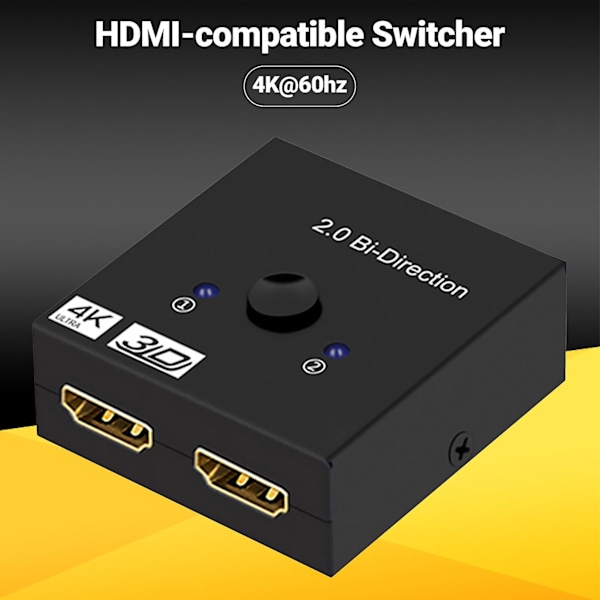 HDMI-kompatibel omkopplare Bi-Directional High Resolution 4K@60hz HDMI-kompatibel 1X2/2X1 Switch Splitter för PS4 TV Box