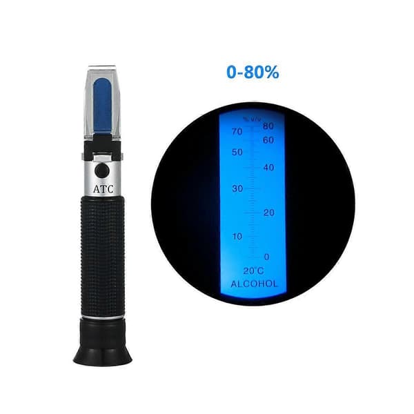 Alkoholrefraktometer 0-80% for sprit-tester Alkoholmåler Håndholdt alkoholometer Brygging av sprit