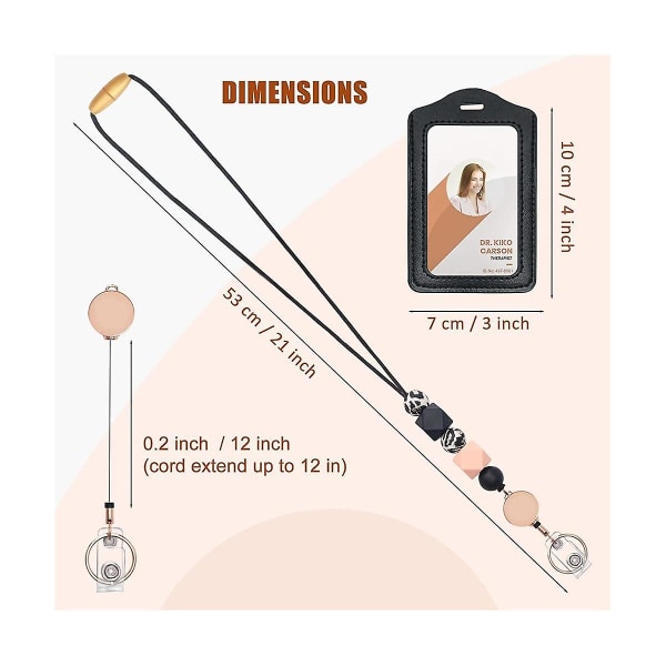 Tilbaketrekkende Lanyards for ID-kort og nøkkelring med PU-lærholder Lærer Lanyards Avtakbar F