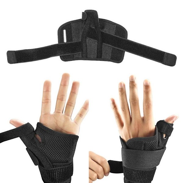Håndledsstøtte Tommelfinger Forstuet Brud Skinne Håndled Hånd Immobilisator Håndledssene Skede Trigger Tommelfingre Beskytter Genoptræning - Sort