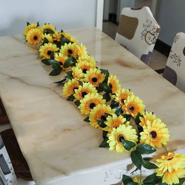 2st solrosgirland konstgjorda blommor Vinstockar falska silke solblommor Hängande vinstockar för balkong Gard