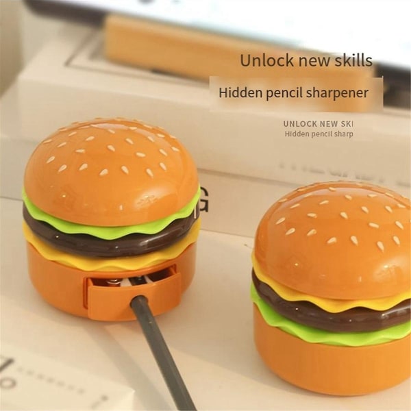 Sød skrivebordslampe til børn, genopladelig Hamburger lille skrivebordslampe med justerbar nakke-berøringskontakt W
